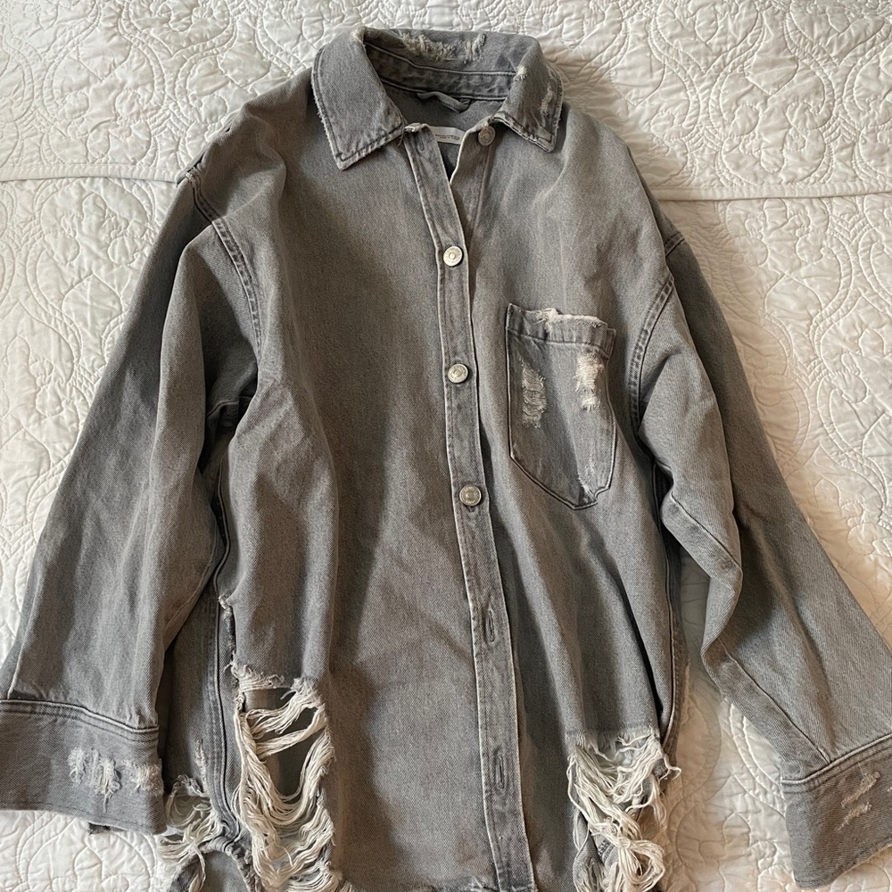 ZARA oversized washed denim jacket S-M